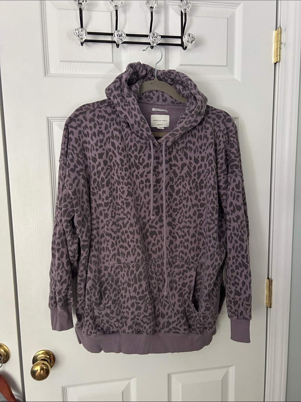 American Eagle Outfitters Purple Leopard Scoop Neck hoodie